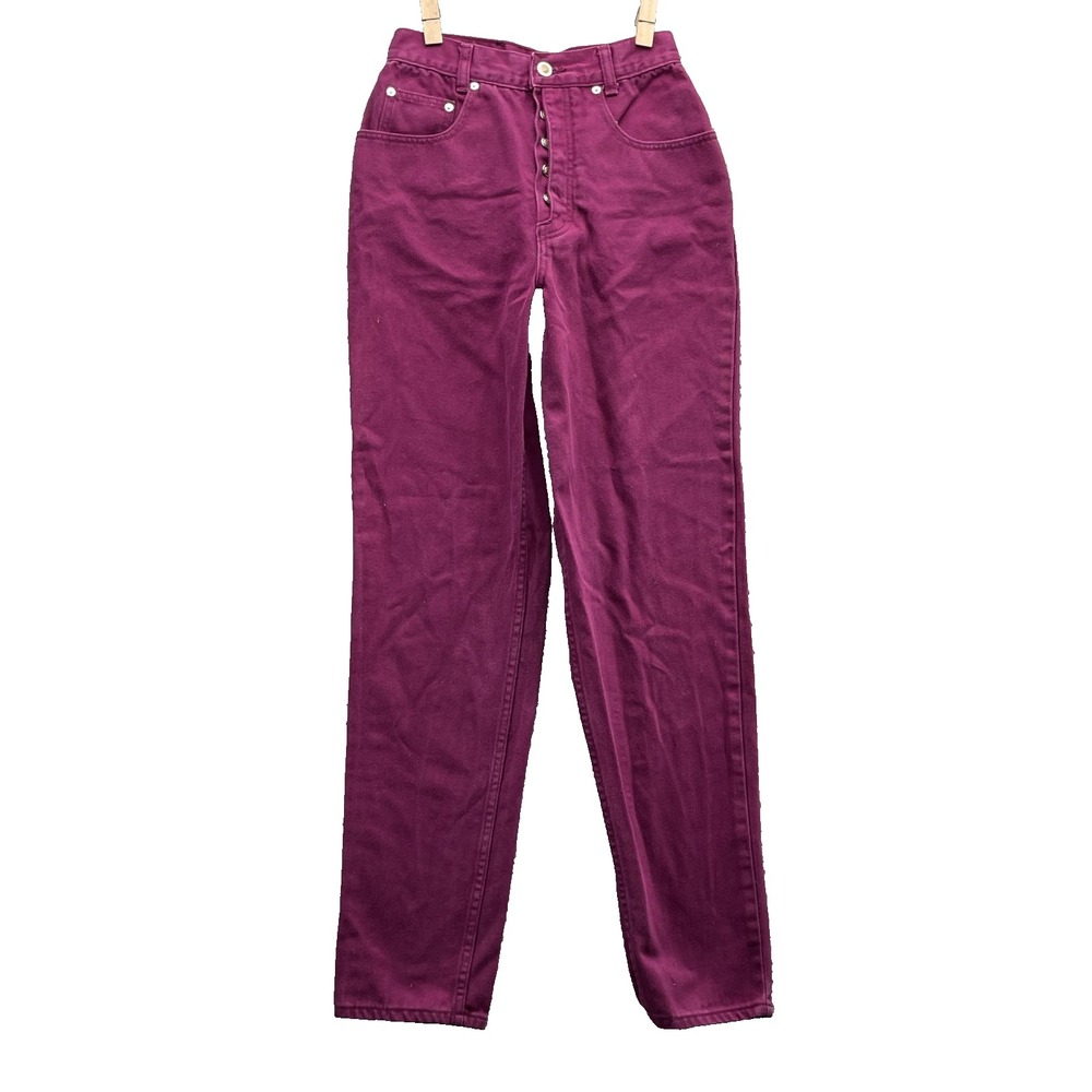 Vintage Lawman Jeans Womens 7 Deep Magenta Western High Rise Retro Taper 90s Y2k